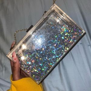 Water sprinkle clear clutch cross body bag